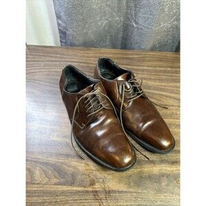 Natha Studio Mens Brown Leather Lace Up Round Toe Oxford Dress Shoes Size 12D